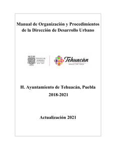 Manual de Organización Desarrollo Urbano Tehuacán, Puebla