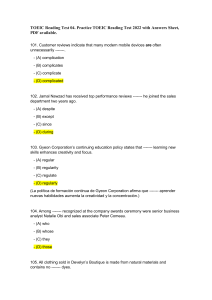 TOEIC Reading Practice Test 2022 with Answers