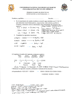 Examen de Prácticas Ciencias Naturales - Química