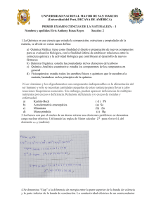 Examen de Química - UNMSM