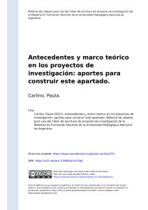 Antecedentes y marco teórico en los proyectos de investigación aportes para construir este apartado