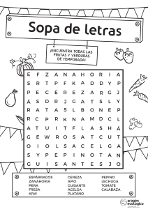 Sopa de Letras: Frutas y Verduras de Temporada