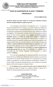 AVISO SUSPENSIÓN DE LABORES 14-18 DE OCTUBRE DE 2024