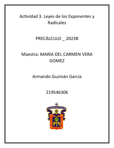 Actividad 3 Leyes de los Exponentes y Radicales Armando Guzman Garcia