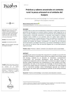 Prácticas y saberes ancestrales en contexto rural la pesca artesanal en el embalse del Guájaro