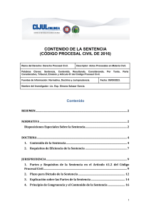 CONTENIDO DE LA SENTENCIA (CÓDIGO PROCESAL CIVIL DE 2016)