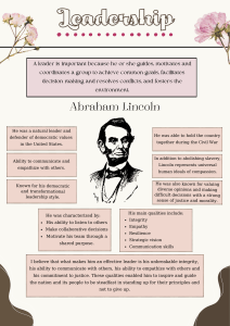 Leadership Qualities: Abraham Lincoln's Example