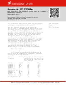 Resolución Nutricional: Vitaminas y Minerales en Alimentos (Chile)