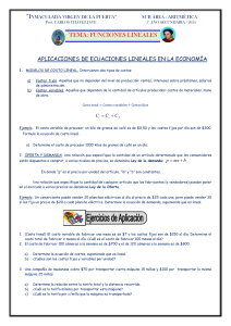 Funciones Lineales: Aplicaciones Económicas - Ejercicios