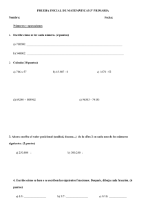 Prueba de Matemáticas 5º Primaria: Números, Geometría y Problemas