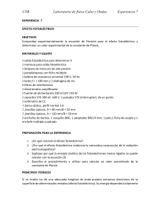 Experimento Efecto Fotoeléctrico: Constante de Planck