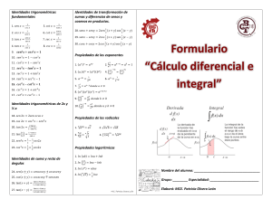 Formulario Cálculo Diferencial e Integral