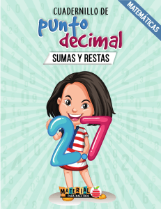 Cuadernillo de SUMAS Y RESTAS con punto decimal