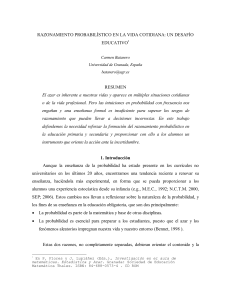 Razonamiento Probabilístico en la Vida Cotidiana: Un Desafío Educativo