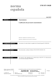 UNE EN 15628 CUALIFICACION DEL PERSONAL DE MANTENIMIENTO