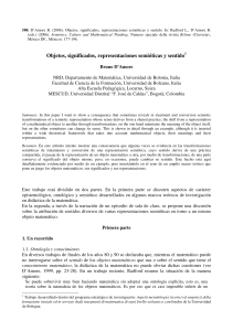 Objetos, Significados y Representaciones Semióticas en Matemáticas