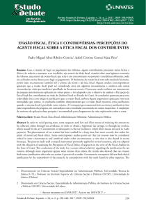 EVASÃO FISCAL, ÉTICA E CONTROVÉRSIAS PERCEPÇÕES DO