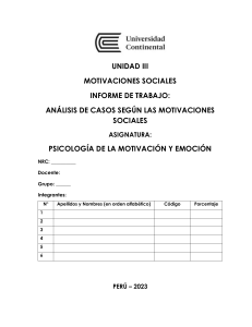 Motivaciones Sociales: Análisis de Casos - Psicología