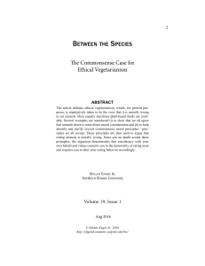 Ethical Vegetarianism: A Commonsense Moral Argument