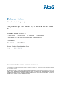 OpenScape DeskPhone CP710 CP410 CP210 CP110 HFA V2R0 15 0 Release Note 1.15