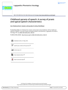 Childhood Apraxia of Speech: Praxis & Characteristics