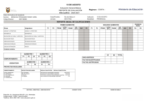 Reporte de Evaluación Escolar 2020-2021