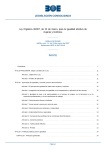 Ley Orgánica 3 2007 de 22 de marzo, para la igualdad efectiva de mujeres y hombres