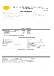 Hoja de Seguridad CONTECSA-181245-C: Fluidos de Corte