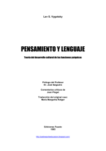 Pensamiento y Lenguaje: Vygotsky - Desarrollo Cultural Psíquico