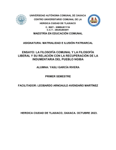 ENSAYO. FILOSOFÍA LIBERAL Y COMUNAL 063314