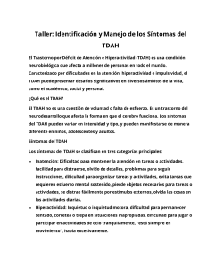 Taller Identificación y Manejo de los Síntomas del TDAH