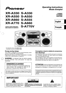 Operating Instructions Pionner XR-A330 