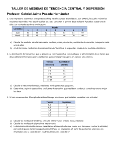 Taller de Medidas de Tendencia Central y Dispersión