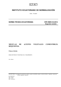 NTE INEN 34:2012 - Requisitos para Mezclas de Aceites Vegetales