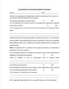 Cuestionario Trastorno Dismórfico Corporal (TDC)