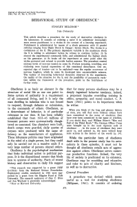 Milgram Obedience Study: A Behavioral Analysis