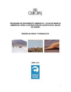 Programa de Seguimiento Ambiental en el Salar de Surire - Año 2012 - Informe y Resultados