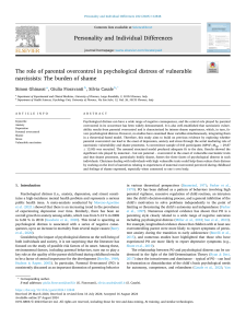 The role of parental overcontrol in psychological distress of vulnerable narcissists: The burden of shame