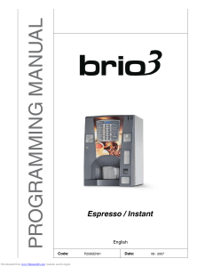 Espresso/Instant Vending Machine Programming Manual