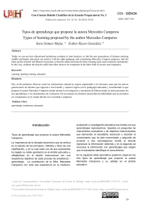 Tipos de aprendizaje que propone la autora Mercedes Camperos 