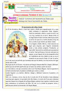 Hoja de Trabajo: El Nacimiento de Jesús para Primaria