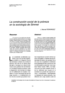 Construcción Social de la Pobreza: Sociología de Simmel