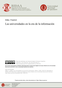 las universidad en la era de la informacion - Friedrich Kittler