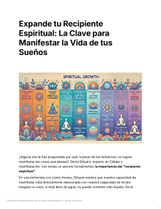 Expande tu Recipiente Espiritual La Clave para Manifestar la Vida de tus Sueos