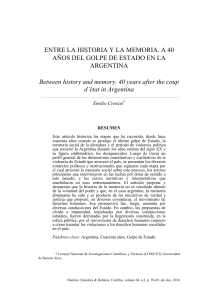 Crenzel, Emilio - Entre la historia y la memoria. A 40 años del golpe de Estado en la Argentina