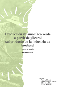 Monografía Producción de amoníaco verde a partir de glicerol subproducto de la industria de biodiesel