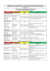 RÚBRICA EVALUACIÓN PLAN EVALUACIÓN PSICOMÉTRICA