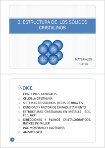 2. ESTRUCTURA DE LOS SÓLIDOS CRISTALINOS