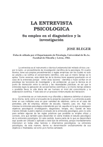 LA ENTREVISTA PSICOLOGICA  SU EMPLEO EN EL DIAGNOSTICO Y LA INVESTIGACION-libre