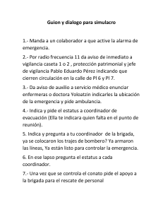 Guion y dialogo para simulacro